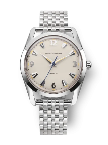Relógio Nivada Grenchen prata para homens com pulseira de aço Antarctic 35001M12 35MM