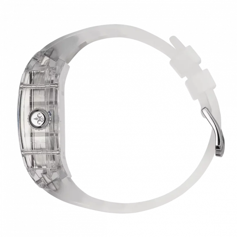 Stříbrné pánské hodinky Ralph Christian s gumovým páskem The Ghost - Transparent White Automatic 43MM