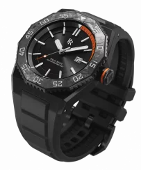 Czarny zegarek męski Paul Rich z gumowym paskiem Aquacarbon Pro Shadow Black - Sunray 43MM Automatic