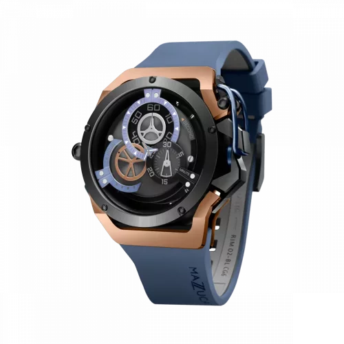 Čierne pánske hodinky Mazzucato s gumovým pásikom Rim Sport Black / Gold - 48MM Automatic