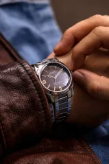 Men's silver Nivada Grenchen watch with steel strap Super Antarctic 3.6.9 Tropical 32031A04 38MM Automatic