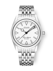 Men's silver Nivada Grenchen watch with steel strap Super Antarctic White 32065A04 38MM Automatic
