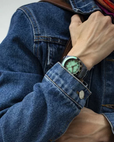 Strieborné pánske hodinky Out Of Order Watches s ocelovým pásikom Trecento Green 40MM Automatic