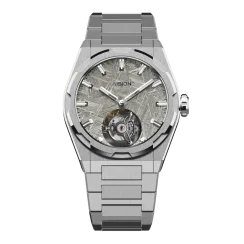 Zilveren herenhorloge van Aisiondesign Watches met stalen riem Tourbillon - Meteorite Dial Raw 41MM
