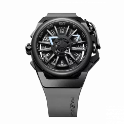 Čierne pánske hodinky Mazzucato s gumovým pásikom Rim Sport Black / Grey - 48MM Automatic