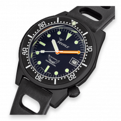 Černé pánské hodinky Squale s gumovým páskem 1521 PVD Rubber - Black 42MM Automatic