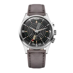 Silberne Herrenuhr Vulcain mit Lederband Nautical Heritage Black Beige Patina Steel Triple Caseback - Grey 42MM Automatic