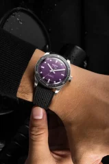 Montre Vulcain pour hommes en argent avec bracelet en acier Skindiver Nautique - Purple - Beads of Rice 44,5MM Automatic