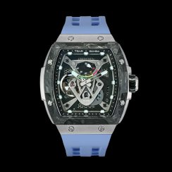 Srebrny zegarek męski Tsar Bomba Watch z gumką Neutron Limited Edition - Blue 46MM Automatic