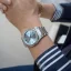 Miesten hopeinen Valuchi Watches -kello teräshihnalla Date Master - Silver Ice Blue 40MM