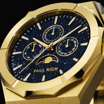 Relógio Paul Rich ouro para homem com bracelete em aço Star Dust II Moonphase - Gold 43MM