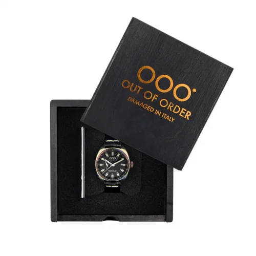 Orologio da uomo Out Of Order Watches in colore argento con cinturino in pelle Torpedine Black 42MM Automatic