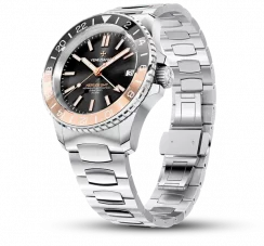 Strieborné pánske hodinky Venezianico s oceľovým pásikom Nereide GMT 3521504C Black 39MM Automatic