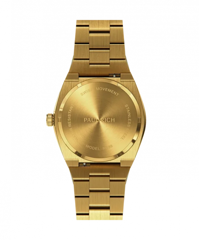 Men's gold Paul Rich watch with steel strap Frosted Star Dust Arabic Edition - Gold Desert 45MM