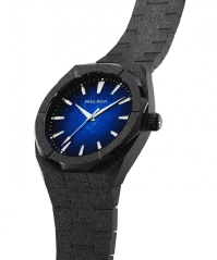Černé pánské hodinky Paul Rich s ocelovým páskem Frosted Star Dust Midnight Abyss - Black 45MM