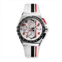 Stříbrné pánské hodinky Bomberg s gumovým páskem APEX WR 42MM
