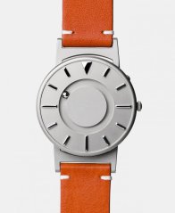 Men's silver Eone watch with leather strap Bradley KBT - Silver 40MM