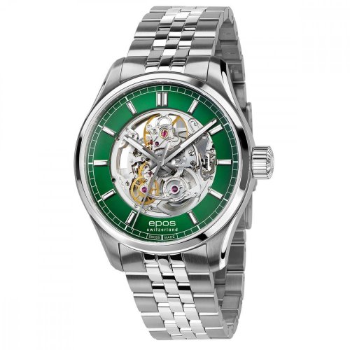 Srebrny męski zegarek Epos ze stalowym paskiem Passion 3501.135.20.13.30 41MM Automatic