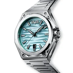 Stříbrné pánské hodinky Bomberg s ocelovým páskem EDGE CYAN 43MM Automatic