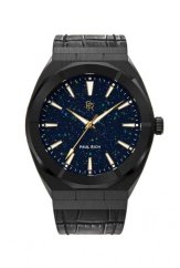 Black men's Paul Rich watch with a genuine Star Dust - Leather Black 45MM