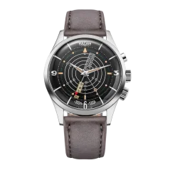 Stříbrné pánské hodinky Vulcain s koženým páskem Nautical Heritage Black Beige Patina Steel Triple Caseback - Grey 42MM Automatic