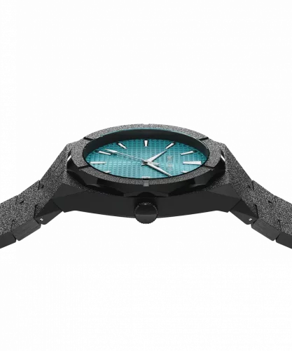 Relógio Paul Rich preto para homens com pulseira de aço Frosted Star Dust Artic Waffle - Black 45MM