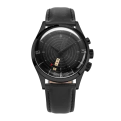 Schwarze Herrenuhr Vulcain mit Lederband Nautical Heritage Full Black - Black Plain 42MM Automatic