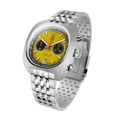Strieborné pánske hodinky Straton Watches s ocelovým pásikom Comp Driver Yellow 42MM