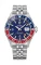 Relógio Delma Watches prata para homens com pulseira de aço Santiago GMT Meridian Silver / Blue Red 43MM Automatic