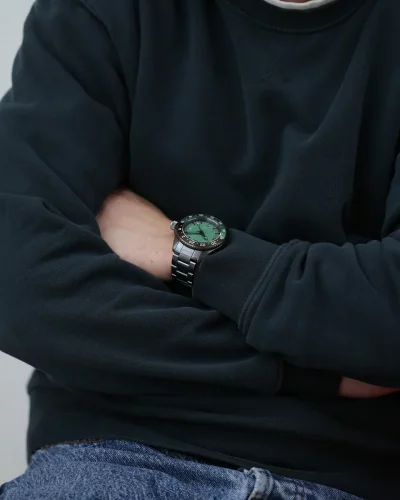Zilverkleurig herenhorloge van Out Of Order Watches met stalen riem band Trecento Green 40MM Automatic
