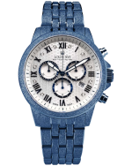 Modré pánske hodinky Louis XVI s oceľovým pásikom Frosted Aramis 2.0 With Diamonds - 3681 Gold 43MM