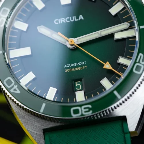 Relógio Circula Watches de prata para homem com pulseira de aço AquaSport II - Green 40MM Automatic