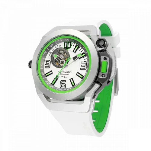 Černé pánské hodinky Mazzucato Watches s gumovým páskem RIM Scuba Black / White - 48MM Automatic