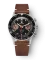 Relógio Nivada Grenchen pulseira de couro prateado para homens Chronoking Manual 87033M02 38MM