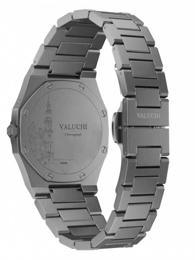 Men's black Valuchi watch with steel strap Chronograph - Gunmetal Black 40MM