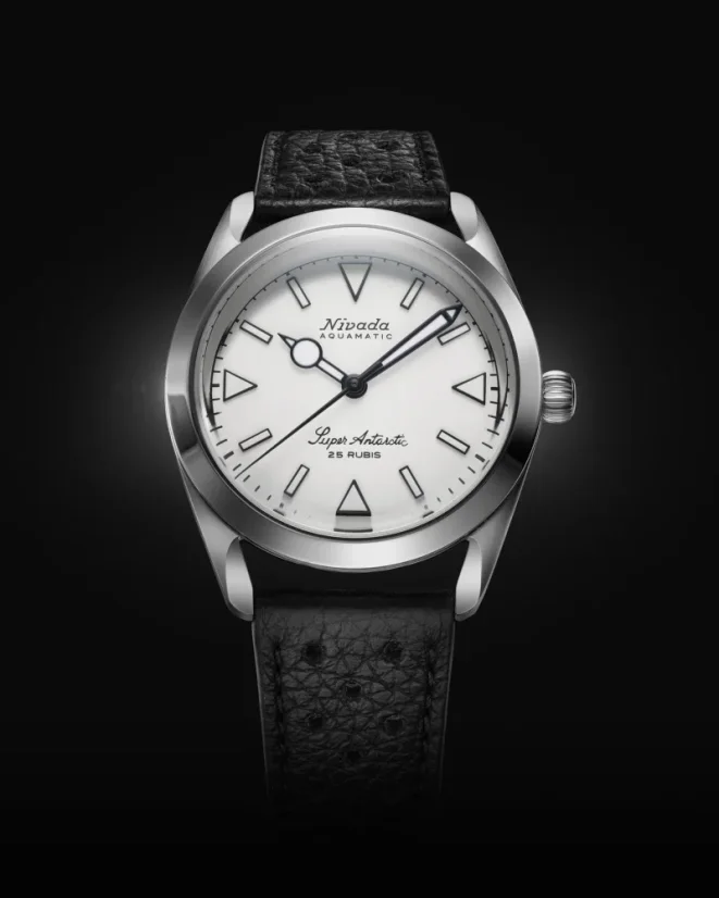 Stříbrné pánské hodinky Nivada Grenchen s ocelovým páskem Super Antarctic White 32065A04 38MM Automatic