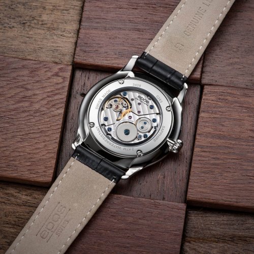 Relógio masculino Epos prata com pulseira de couro Originale 3408.208.20.30.15 39MM Automatic