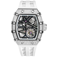 Men's silver Tsar Bomba Watch with a rubber band TB8209D - Silver / White Automatic 43,5MM