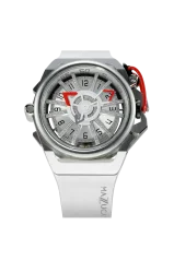 Stříbrné pánské hodinky Mazzucato Watches s gumovým páskem RIM Diamond - 02 WT 48MM Automatic