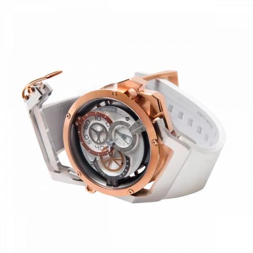 Zlaté pánské hodinky Mazzucato Watches s gumovým páskem Rim Sport Gold / White - 48MM Automatic