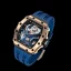 Orologio da uomo in oro Tsar Bomba Watch con un braccialetto di gomma TB8206A - Gold / Blue Automatic 43,5MM