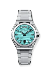 Stříbrné pánské hodinky Bomberg s ocelovým páskem EDGE CYAN 43MM Automatic