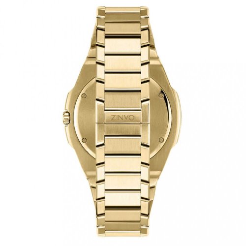 Relógio masculino Zinvo Watches em ouro com pulseira de aço Rival - Gold 44MM