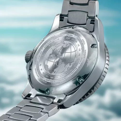 Srebrny męski zegarek Venezianico ze stalowym paskiem Nereide GMT 3521505C Cielo 39MM Automatic