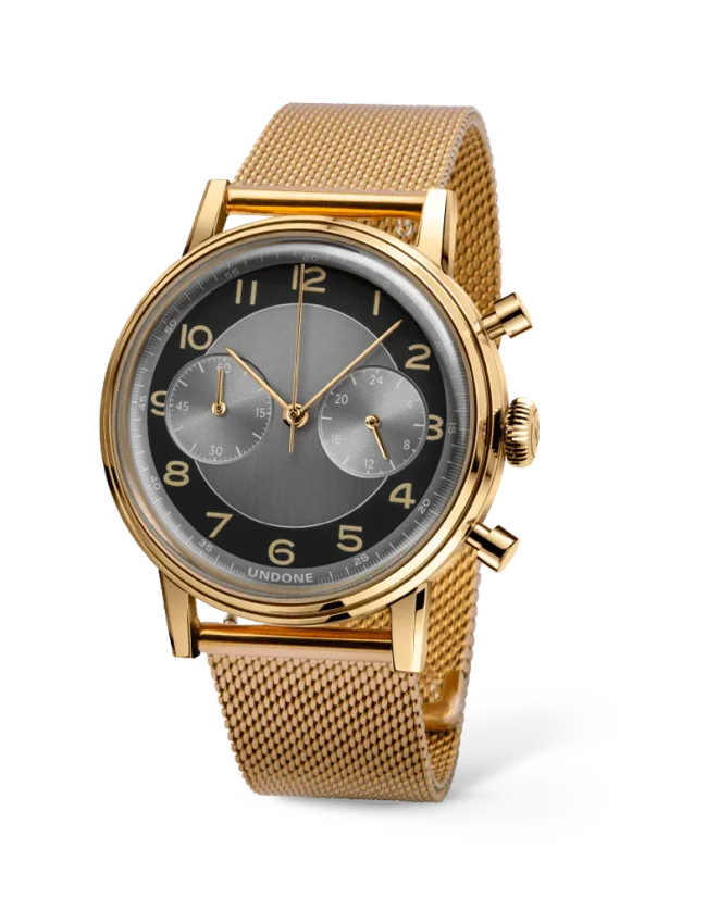 Men's silver Undone Watch with steel strap Vintage Tuxedo Gold 40MM