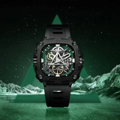 Men's black CIGA Design watch with rubber strap Mechanical Watch Eye Of Horus Black 48MM Automatic