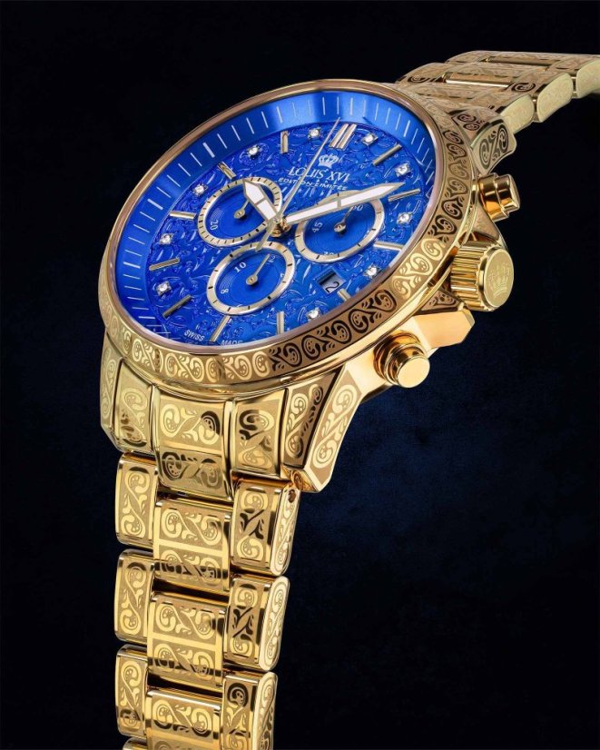 Zlaté pánské hodinky Louis XVI s ocelovým páskem Palais Royale With Diamond 1807 - Gold 43M