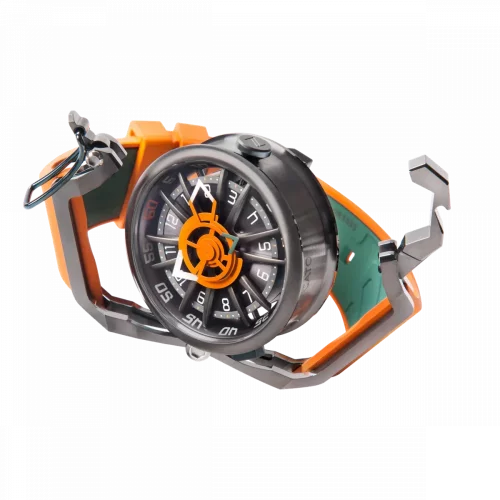 Zwart herenhorloge van Mazzucato met een rubberen band Rim Sport Black / Orange - 48MM Automatic