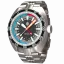 Muški srebrni sat NTH Watches s čeličnim remenom DevilRay GMT With Date - Silver / Black Automatic 43MM