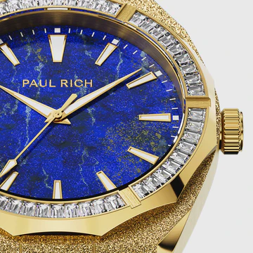 Reloj Paul Rich oro de hombre con correa de acero Frosted Star Dust Lapis Nebula - Gold 45MM